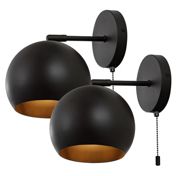 Tierra 7" Modern Midcentury Iron LED Sconce with Pull-Chain Switch - JONATHAN Y